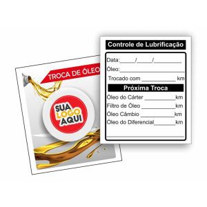 Adesivo troca de óleo vinil transparente com tinta branca